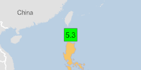 Green earthquake alert (Magnitude 5.3M, Depth:19.555km) in Philippines 23/04/2024 12:55 UTC, 30 thousand in 100km.