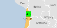 Green earthquake alert (Magnitude 4.5M, Depth:99.04km) in Chile 01/05/2024 08:46 UTC, 50 thousand in 100km.