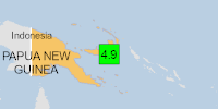 Green earthquake alert (Magnitude 4.9M, Depth:10km) in Papua New Guinea 24/04/2025 21:30 UTC, 30 thousand in 100km.