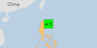 Green earthquake alert (Magnitude 4.5M, Depth:10km) in Philippines 07/11/2025 10:25 UTC, 30 thousand in 100km.