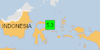 Green earthquake (Magnitude 5.3M, Depth:119.483km) in Indonesia 17/11/2025 12:12 UTC, 620 thousand in 100km.
