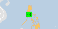 Green earthquake (Magnitude 4.6M, Depth:146.927km) in Philippines 17/11/2025 09:54 UTC, 22.4 million in 100km.