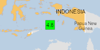 Green earthquake (Magnitude 4.8M, Depth:98.979km) in Indonesia 27/11/2025 16:01 UTC, 1 thousand in 100km.