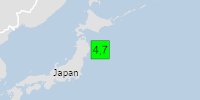 Green earthquake (Magnitude 4.7M, Depth:30.412km) in Off East Coast Of Honshu, Japan 10/12/2025 10:55 UTC, No people affected in 100km.
