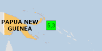 Green earthquake (Magnitude 5.3M, Depth:107.147km) in Papua New Guinea 10/12/2025 13:30 UTC, 210 thousand in 100km.