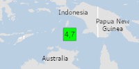 Green earthquake (Magnitude 4.7M, Depth:10km) in Arafura Sea 13/01/2026 10:37 UTC, No people affected in 100km.