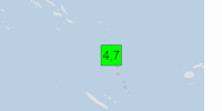 Green earthquake (Magnitude 4.7M, Depth:127.948km) in Vanuatu 13/01/2026 10:43 UTC, 120 thousand in 100km.