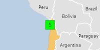 Green earthquake (Magnitude 5M, Depth:73.685km) in Chile 16/01/2026 02:13 UTC, 380 thousand in 100km.