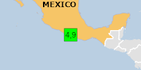 Green earthquake (Magnitude 4.9M, Depth:10km) in Mexico 16/01/2026 06:42 UTC, 2.2 million in 100km.