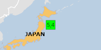 Green earthquake (Magnitude 5.4M, Depth:10km) in Japan 21/04/2026 05:29 UTC, 540 thousand in MMI III.