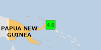 Green earthquake (Magnitude 4.6M, Depth:115.312km) in Papua New Guinea 24/04/2026 23:59 UTC, 20 thousand in 100km.