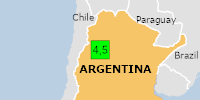 Green earthquake (Magnitude 4.5M, Depth:163.796km) in Argentina 25/04/2026 02:56 UTC, 230 thousand in 100km.