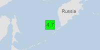 Green earthquake (Magnitude 4.7M, Depth:358.243km) in Northwest Of Kuril Islands 26/04/2026 13:23 UTC, No people affected in 100km.