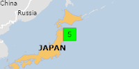 Green earthquake (Magnitude 5M, Depth:35km) in Japan 26/04/2026 16:57 UTC, 140 thousand in 100km.