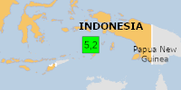 Green earthquake (Magnitude 5.2M, Depth:130.863km) in Indonesia 02/05/2026 10:27 UTC, Few people affected in 100km.