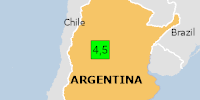 Green earthquake (Magnitude 4.5M, Depth:181.915km) in Argentina 31/05/2026 05:50 UTC, 150 thousand in 100km.
