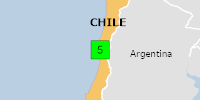 Green earthquake (Magnitude 5M, Depth:60.576km) in Chile 13/06/2026 12:04 UTC, 790 thousand in 100km.