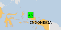 Green earthquake (Magnitude 4.5M, Depth:10km) in Indonesia 13/07/2026 21:06 UTC, 9 thousand in 100km.
