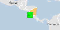 Green earthquake (Magnitude 4.6M, Depth:35km) in Nicaragua 26/07/2026 09:26 UTC, 330 thousand in 100km.