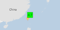 Green earthquake (Magnitude 4.7M, Depth:93.836km) in Taiwan 26/07/2026 12:36 UTC, 12.2 million in 100km.