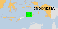 Green earthquake (Magnitude 4.5M, Depth:163.13km) in Indonesia 16/08/2026 21:28 UTC, 20 thousand in 100km.