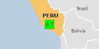 Peru notvaicē spēcīga 6,7 magnitūdu zemestrīce