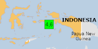 Green earthquake (Magnitude 4.6M, Depth:35km) in Indonesia 01/09/2026 05:06 UTC, 50 thousand in 100km.