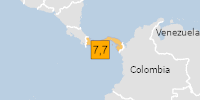 Orange earthquake (Magnitude 8M, Depth:33km) in Panama 09/10/2026 17:56 UTC, 480 thousand in 100km.