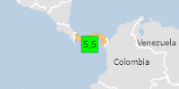 Green earthquake (Magnitude 5.5M, Depth:10km) in Panama 09/10/2026 18:22 UTC, Few people affected (in MMI>=VII).