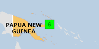 Green earthquake (Magnitude 6M, Depth:20.842km) in Papua New Guinea 13/10/2026 18:45 UTC, 4 thousand in MMI V.