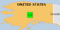 Green earthquake (Magnitude 5.6M, Depth:1km) in United States 15/10/2026 11:07 UTC, 9 thousand in MMI>=III.