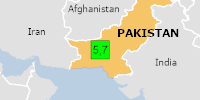 Pakistānā notikusi 5,7 magnitūdu stipra zemestrīce
