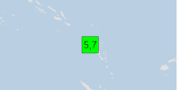 Green earthquake (Magnitude 5.7M, Depth:10km) in Vanuatu Islands 19/10/2026 18:52 UTC, No people affected in 100km.
