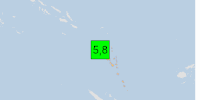 Green earthquake (Magnitude 5.8M, Depth:10km) in Vanuatu 24/10/2026 05:23 UTC, No people affected in 100km.