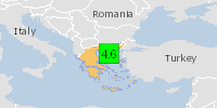 Green earthquake alert (Magnitude 4.6M, Depth:10km) in Greece 16/01/2022 12:26 UTC, 220000 people within 100km.